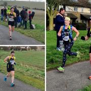 Rachel Arnott, John Walsh (left) and Grace Cleary and John Auld (right) at the Baldock Beast. Picture: NHRR