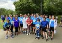 Stevenage Striders went blue at Stevenage Parkrun to honour the NHS. Picture: STEVENAGE STRIDERS