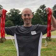 Kieran Feetham finished nine triathlons over two days in aid of East and North Hertfordshire Hospitals’ Charity at the weekend
