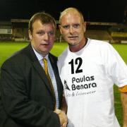 Steve Evans with Paul Gascoigne in 2004 just before signing him for Boston United. Picture: NICK POTTS/PA