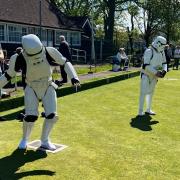 Stormtroopers from Star Wars paid a visit to Letchworth Bowls Club. Picture: LGCBC