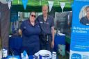 Beki Small and Dave Carter at the Sue Ryder stall at Whitwell Steam Fair