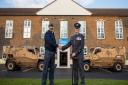 Warrant officer Mac MacDonald (right), station warrant officer of RAF Honington leaving the station for the last time as he leaves the RAF after 39 years service.
