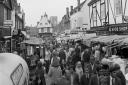 A busy market day in St Albans in 1972.