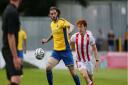Tom Bender in action St Albans City during their friendly with Stevenage.