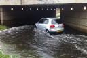 Motorists are being advised not to drive through flood water like in this Stevenage underpass, which was badly affected by the wet weather last week.