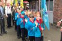 Members of the Scout Movement took part in Hitchin's parade accompanied by Garden City Samba