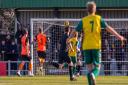 Steve Cawley scores the only goal of the game as Hitchin Town beat Biggleswade Town in the Southern League.
