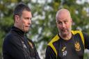 Hitchin Town manager Mark Burke (left) believes his young side will come good soon.