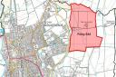 A new 1,500-home village (highlighted) is set to be built East of Biggleswade. Picture: Central Bedfordshire Council