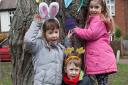 Younsters Ava Geldard, Will Alcorn and Issie Parry enjoying Ickleford pre-school's Easter egg hunt on Sunday. Picture: Simon Parry