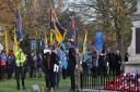 Remembrance Sunday: Flagbearers during the Stevenage service. Picture: Nick Gill