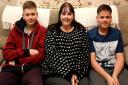 Tracey Brown pictured with her two twin sons Jamie and Jordon last year after the family were involved in a three-vehicle crash on the Stevenage A602 on December 16, 2015.