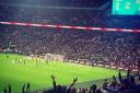 Wembley erupts in joy after Adam Lallana's penalty to put Enlgand 1-0 up Spain