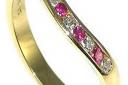 An 18 carat gold eternity ring with five diamonds and four rubies was among the items stolen in the haul.