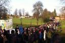 An estimated 1,300 turned out for the march in support of Hitchin Town FC.
