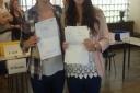 Barclay students Jodie Shackell and Lily Cato with their results