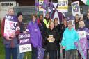 Unison members on a previous strike outside The University of Hertfordshire