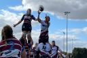Hitchin ladies win a line-out on their way to victory against Shelford.