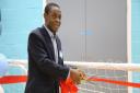 MP Bim Afolami opened the Sports Hub by kicking a football into a 5-a-side goal, before the ceremonial cutting of the ribbon.