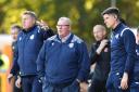 Steve Evans (centre) was proud of his team at Doncaster. Picture: DAVID LOVEDAY/TGS PHOTO