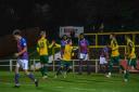 Jack Snelus celebrates the equalising goal for Hitchin Town against AFC Rushden & Diamonds. Picture: PETER ELSE