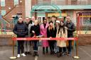 Coronation Street cast members at the unveiling of the new Weatherfield Precinct area of the set (ITV/PA)