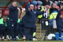 Steve Evans (right) was not happy with Stevenage's performance at Sutton United. Picture: TGS PHOTO
