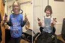 Sisters Katelyn and Annie Parry have had their hair chopped off for charity in memory of their grandad Peter Angel.