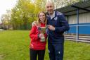 David Perry with Dani Toyn and the Herts Women's Challenge Cup. Picture: ED PAYNE