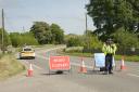 Roadblock in place on the A4 near West Kennett, Marlborough after fatal crash