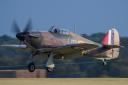 A Hawker Hurricane takes off at the Battle of Britain Airshow.
