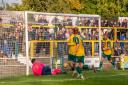Jack Snelus and Hitchin Town celebrate after making it 2-0 against AFC Sudbury. Picture: PETER ELSE