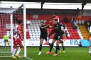Jordan Roberts gave Stevenage the perfect start against Tranmere Rovers in the FA Cup. Picture: TGS PHOTO