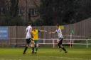 Finlay Wilkinson fires Hitchin into the lead against Berkhamsted. Picture: PETER ELSE