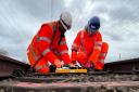 Network Rail engineers working on the line between Hitchin and Welwyn Garden City.
