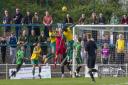 Hitchin Town put pressure on the Halesowen goal. Picture: PETER ELSE