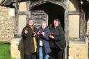 Cherry Carter (centre) with vicar Ginni Dear (right) and curate Tricia Reed