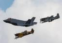 United States Air Force Heritage Flight F-35, a P-51 Mustang and Supermarine Spitfire Mk V. Picture: David Mackey / IWM