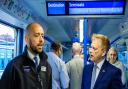 Tom Moran, Thameslink and Great Northern managing director, with Grant Shapps MP on the new Thameslink route between Welwyn Garden City and Sevenoaks in Kent