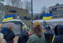 People gathered in Stevenage town centre to show their support of Ukraine as the war with Russia rages on