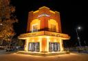 Broadway Cinema and Theatre lit up orange in support of a campaign to end gender-based violence