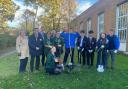 Students with the newly planted silver birch tree