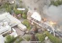 Aerial drone photography from Herts fire service captured their crews extinguishing the blaze.