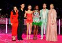 Cast members at the Barbie photocall in London on July 12. From L to R: America Ferrera; Simu Liu; Margot Robbie; Issa Rae; Ryan Gosling; and Greta Gerwig.