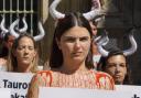 Polly Foreman joined fellow protestors outside Pamplona City Hall.