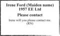 Irene Ford (Maiden name) 1957 EE Ltd