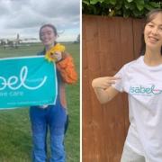 Student skydivers Lottie Denton and Francesca Squire, left, and Hana Williams, who will skydive for Isabel Hospice in September.