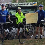 At the end of the 12-hour marathon ride - left to right Steve Vernon, Gary Maydom and Allan Gee
