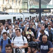 Commuters arrive at London King's Cross on June 22, 2022, when RMT strike action impacted passengers throughout Hertfordshire